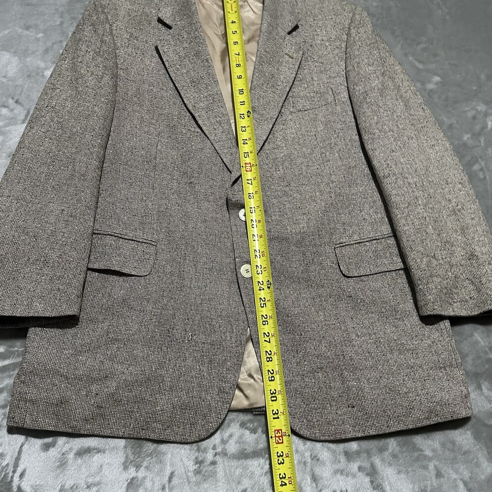 Vintage English Manor Tweed Blazer Jacket Mens 44R Beige Academia Preppy Career - Picture 8 of 11